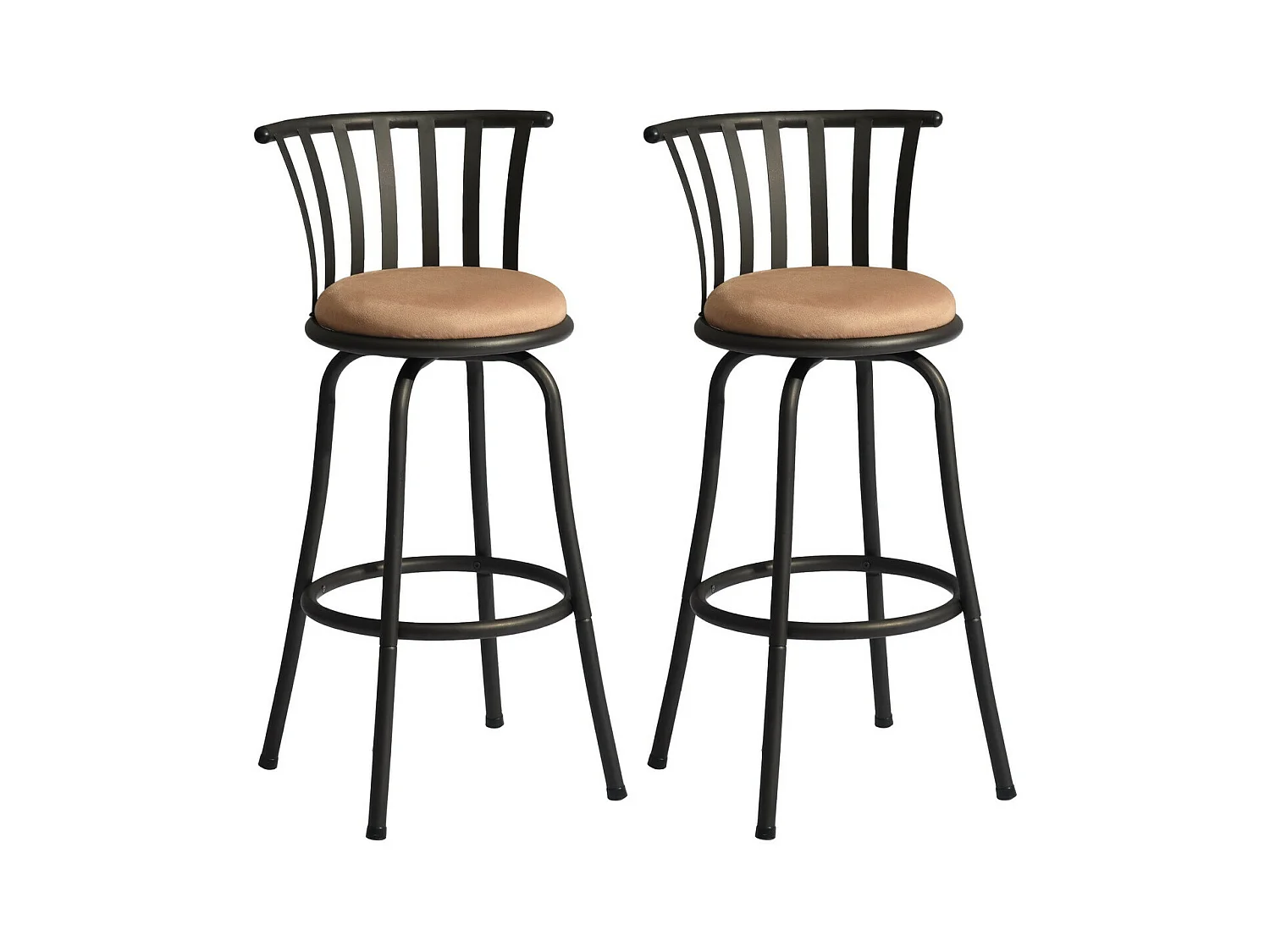 Lot de 2 tabourets de bar pivotants style bistrot marron repose pieds 2 hauteurs assises possibles 62/73cm PISTIL 24/29 INCH