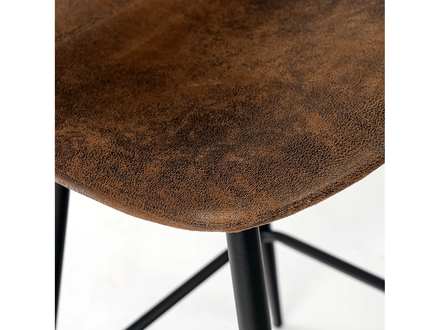 Lot de 2 tabourets de bar rétro vintage tissu suède marron pieds noir CHARLTON MIDBAR SUEDE BROWN A