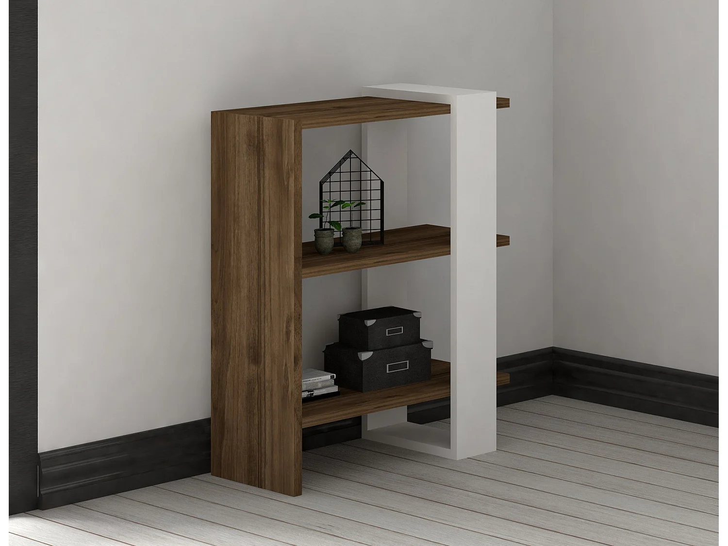 Ensemble de meuble de salon Kailua L80cm 3 meubles Bois foncé et Blanc