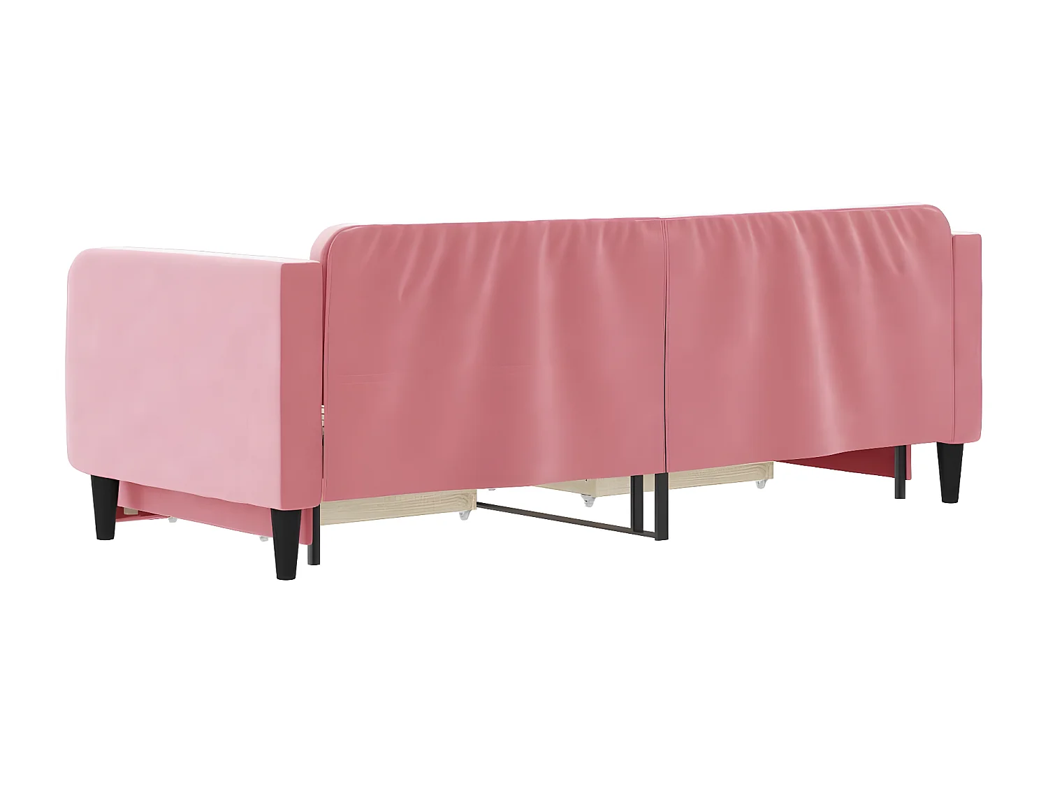 Sofá cama nido con cajones terciopelo rosa 80x200 cm