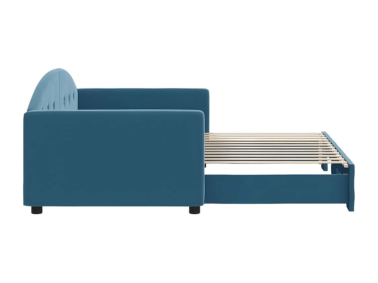 Lit de jour avec lit gigogne bleu 90x200 cm velours