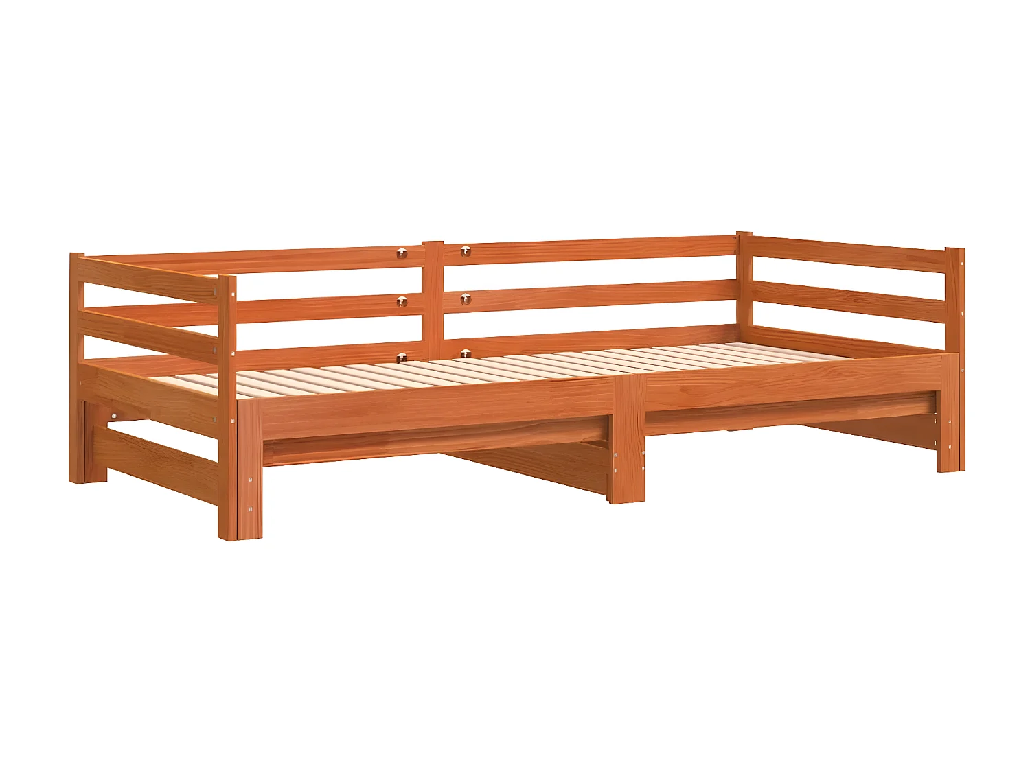 Lit de jour avec lit gigogne cire marron 80x200 cm pin massif