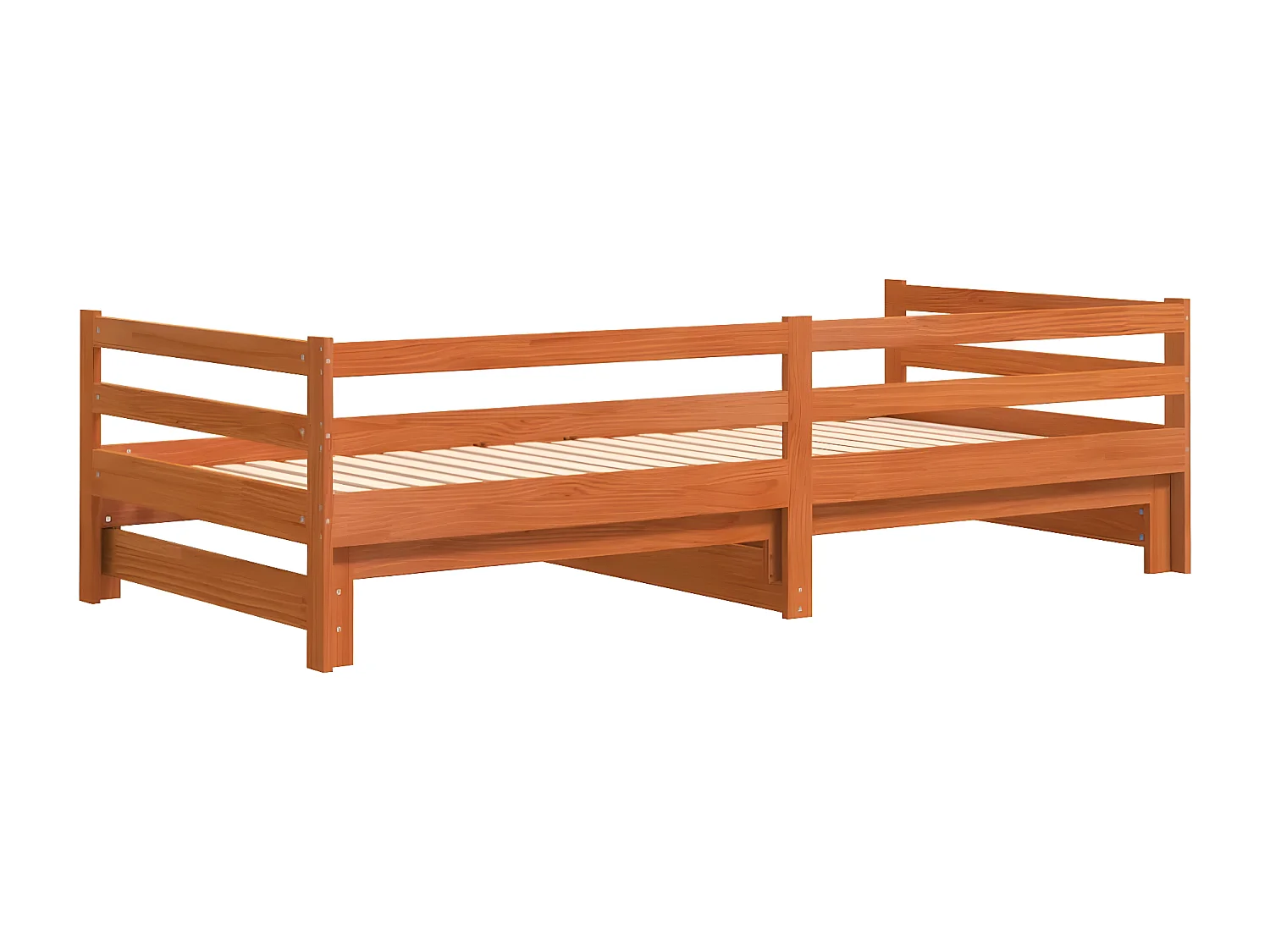 Lit de jour avec lit gigogne cire marron 80x200 cm pin massif