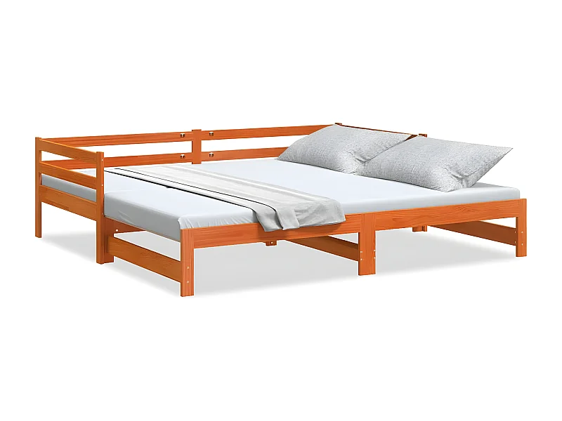 Sofá-cama com gavetão 80x200 cm madeira de pinho castanho cera