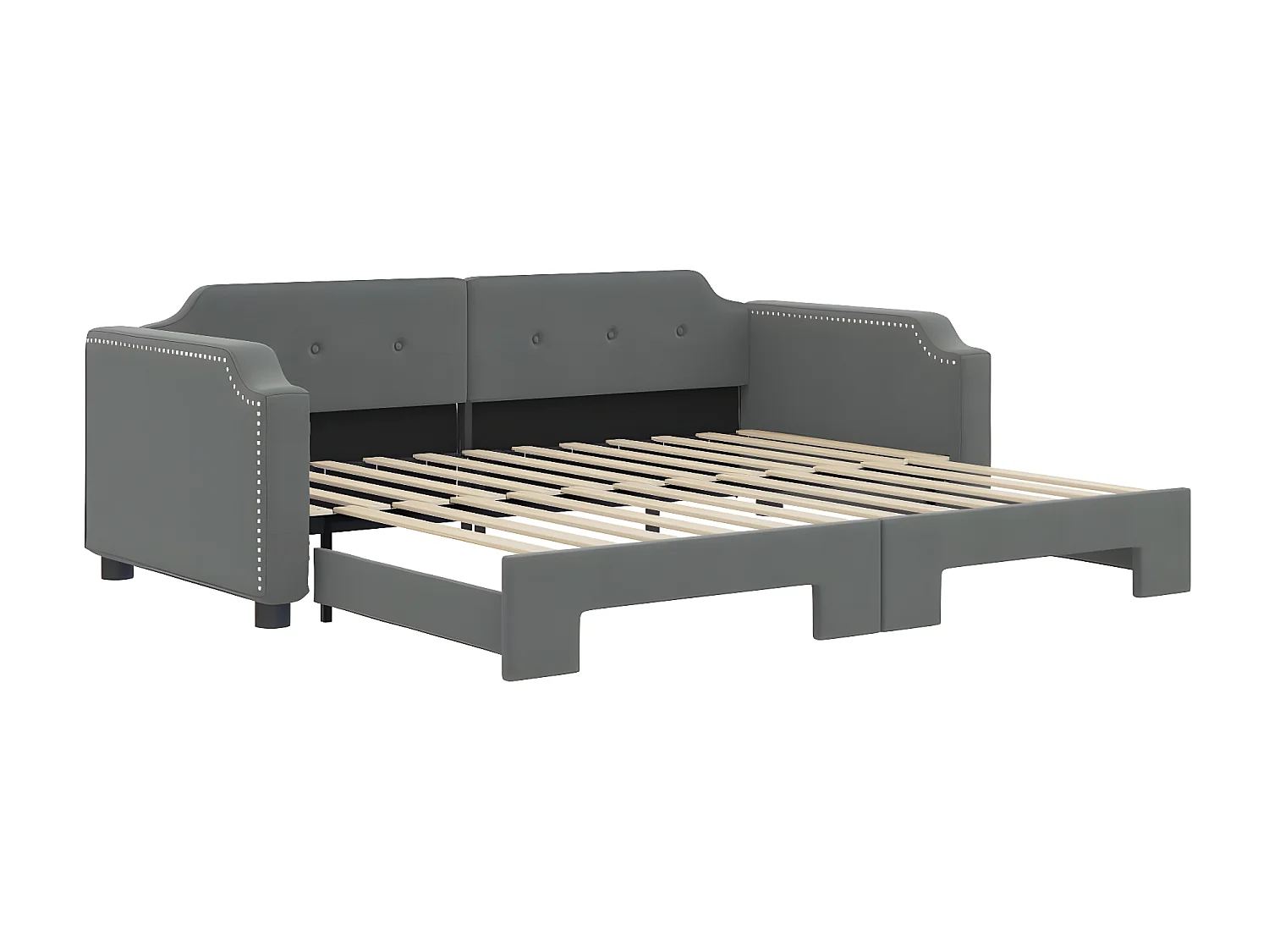 Lit de jour avec lit gigogne gris foncé 80x200 cm tissu