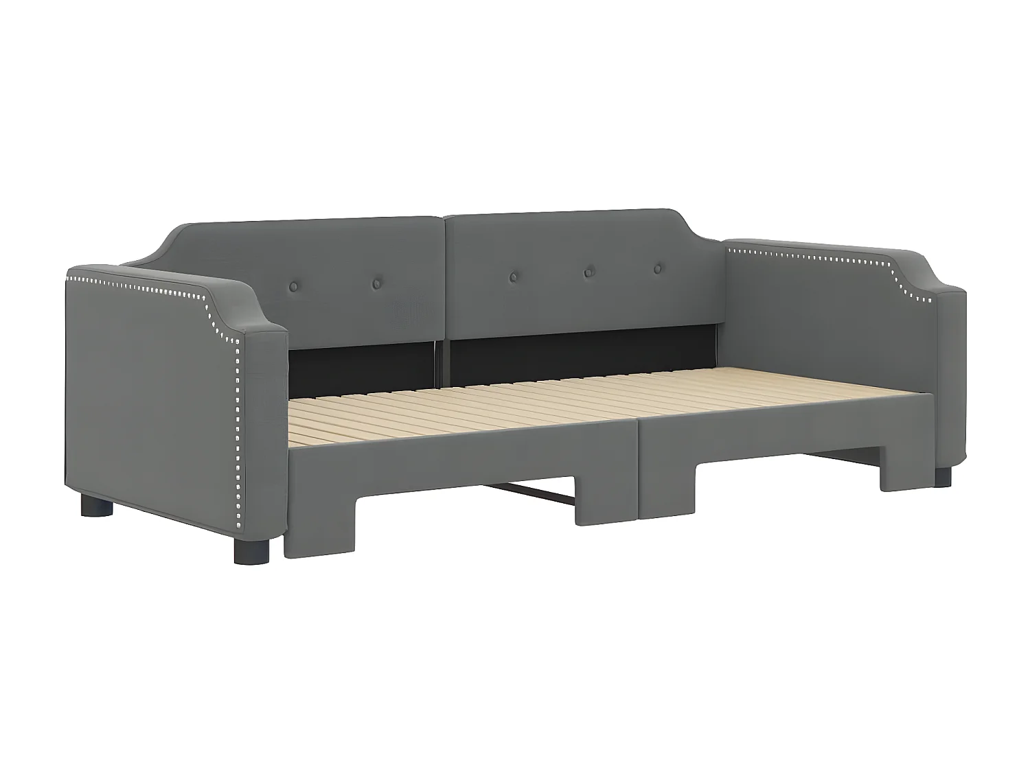 Lit de jour avec lit gigogne gris foncé 80x200 cm tissu