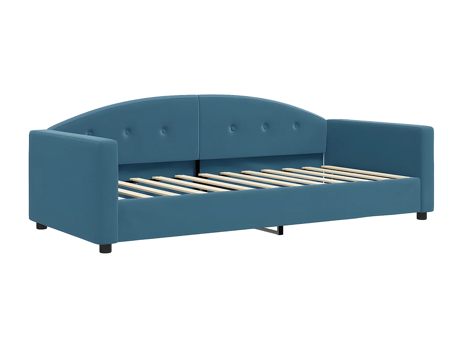 Lit de jour avec lit gigogne et matelas bleu 90x200 cm velours