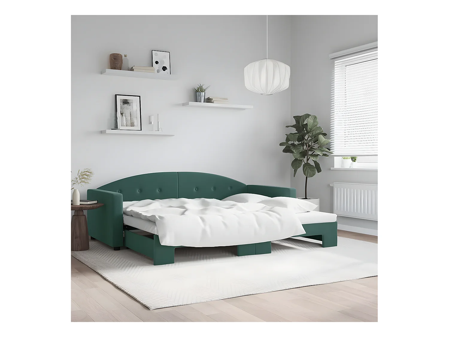 Sofá cama nido terciopelo verde oscuro 90x200 cm