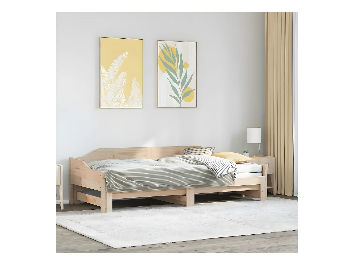 Lit de jour avec lit gigogne 90x190 cm bois de pin massif