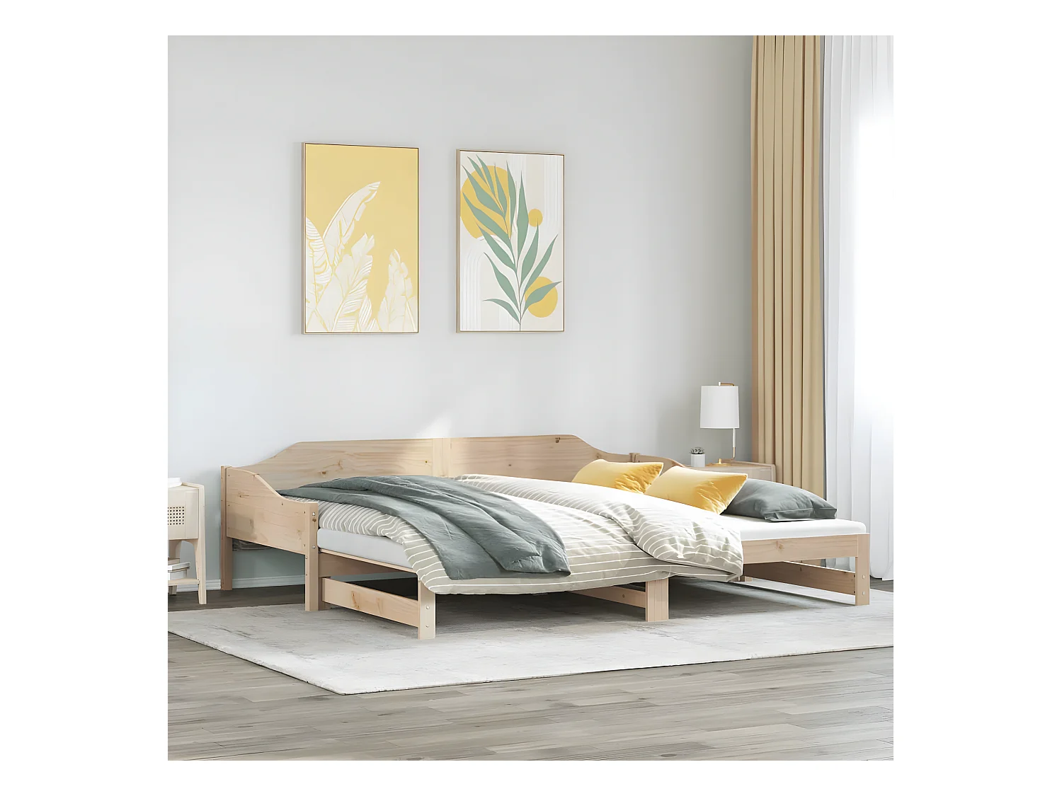 Lit de jour avec lit gigogne 90x190 cm bois de pin massif
