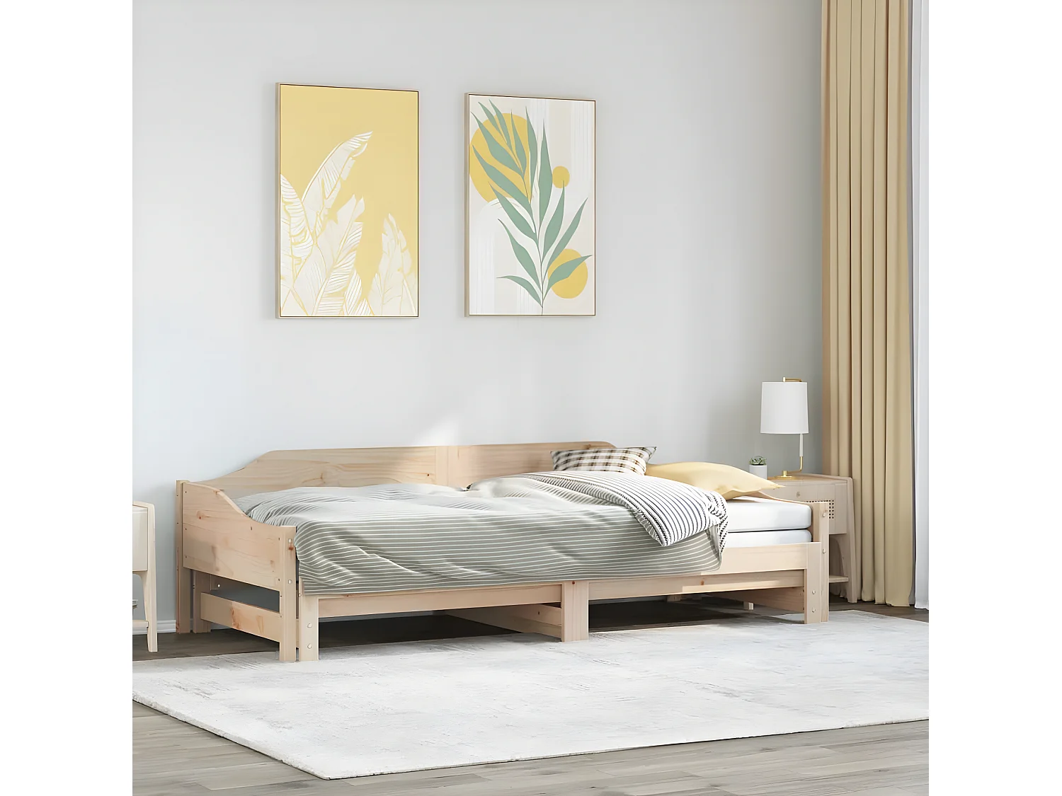 Lit de jour avec lit gigogne 90x190 cm bois de pin massif