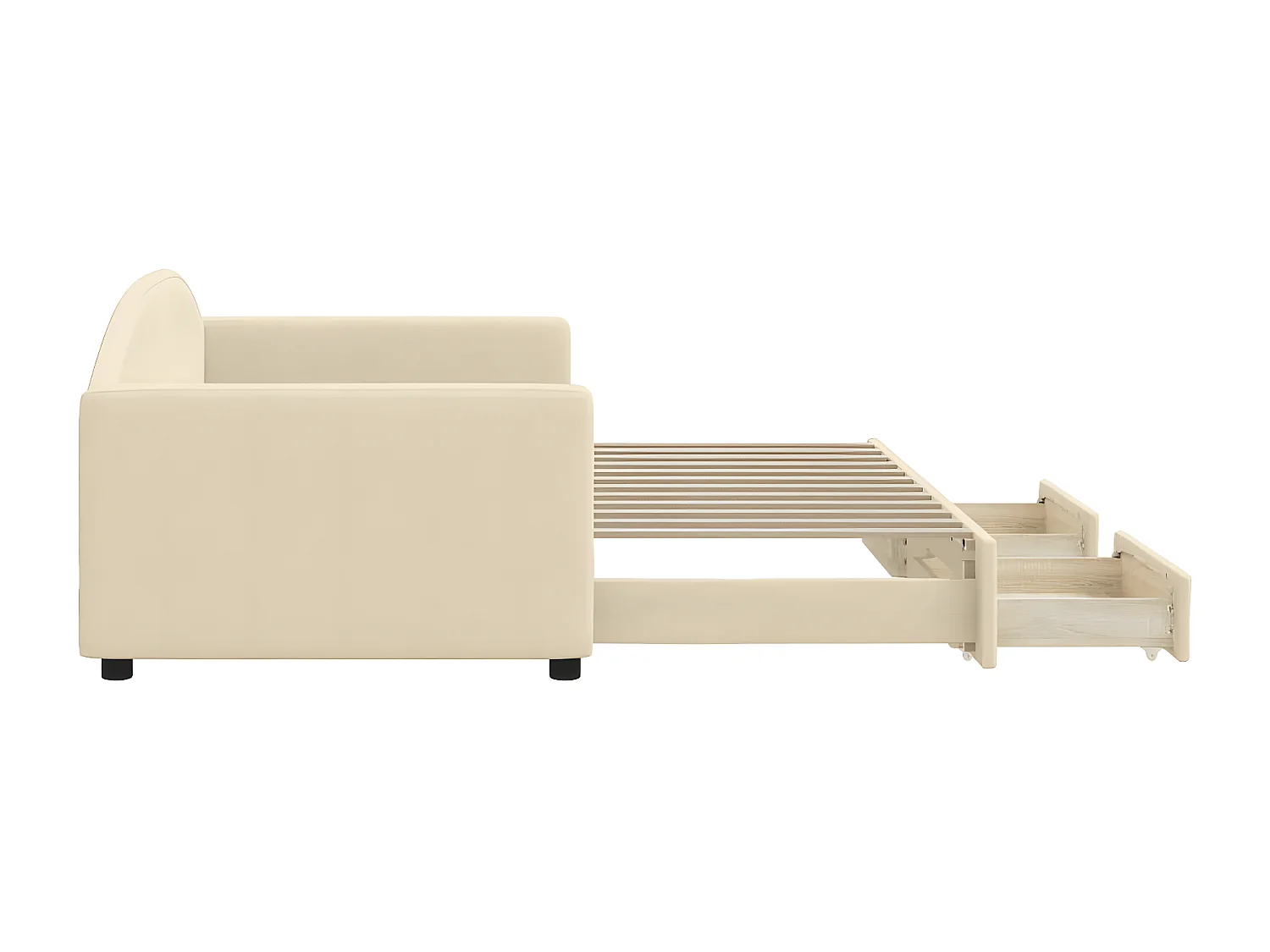 Sofá-cama com gavetão e gavetas 90x200 cm tecido cor creme