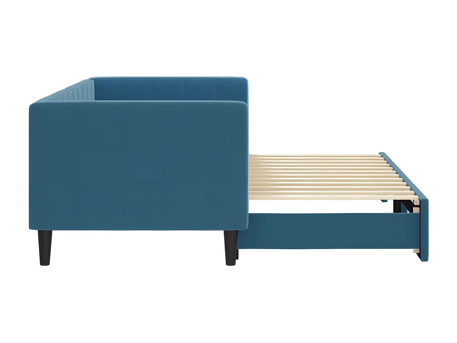 Lit de jour avec lit gigogne bleu 80x200 cm velours