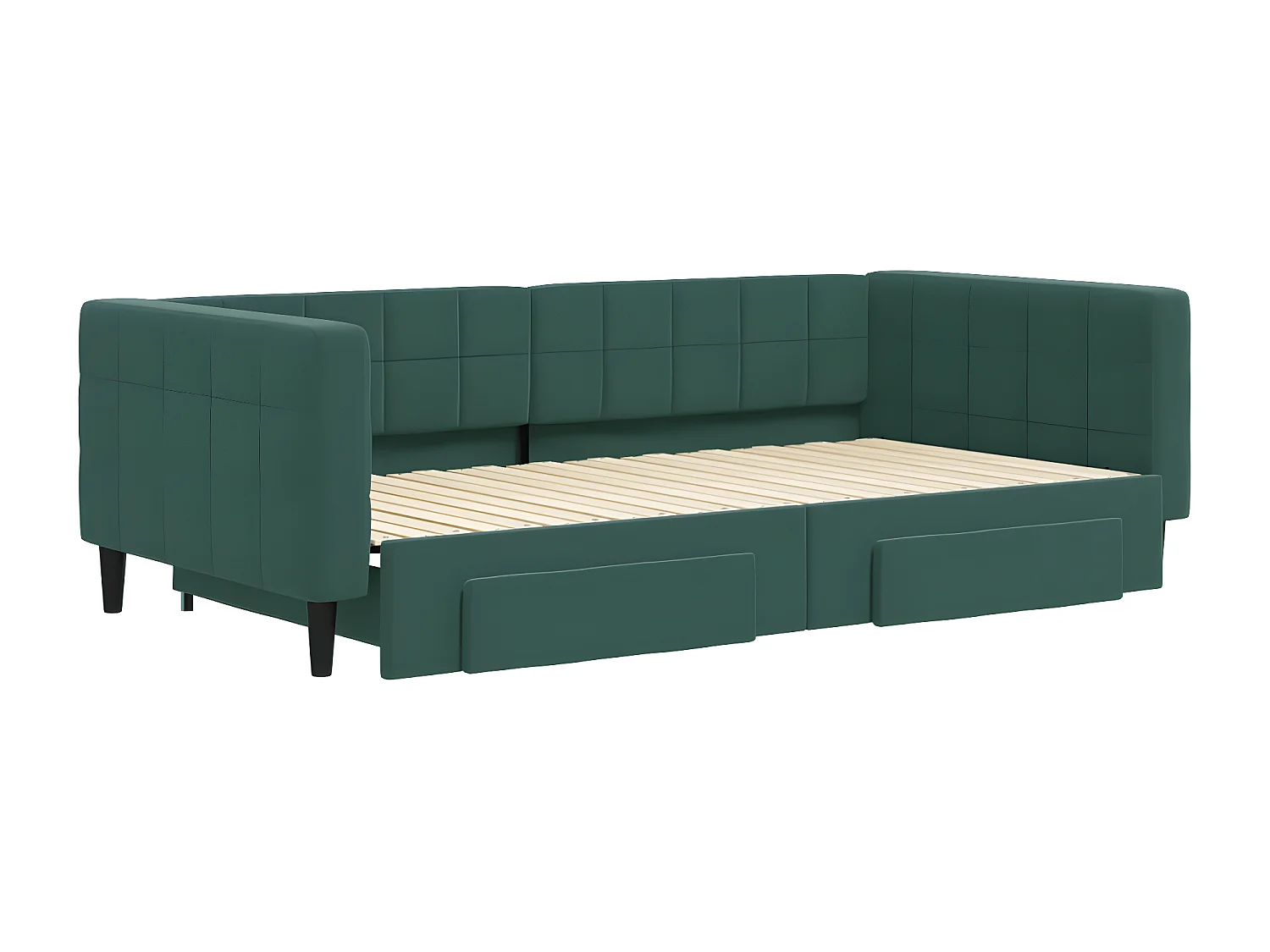 Sofá cama nido con cajones terciopelo verde oscuro 100x200 cm