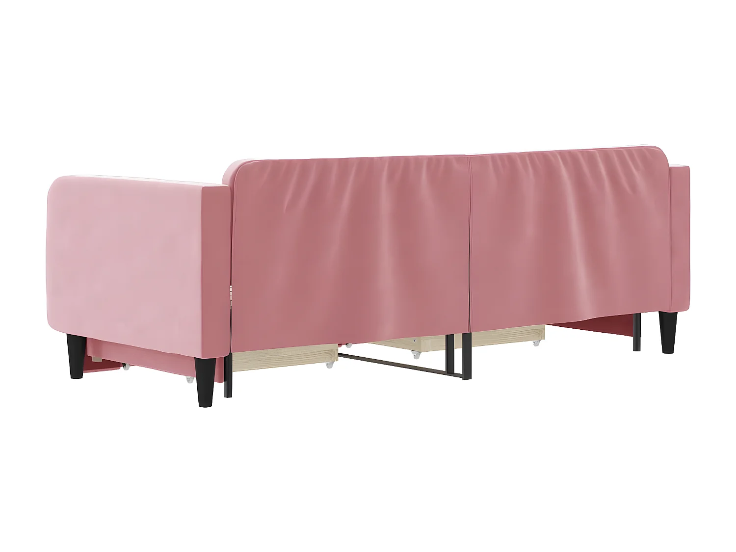 Lit de jour avec gigogne et tiroirs rose 90x200 cm velours