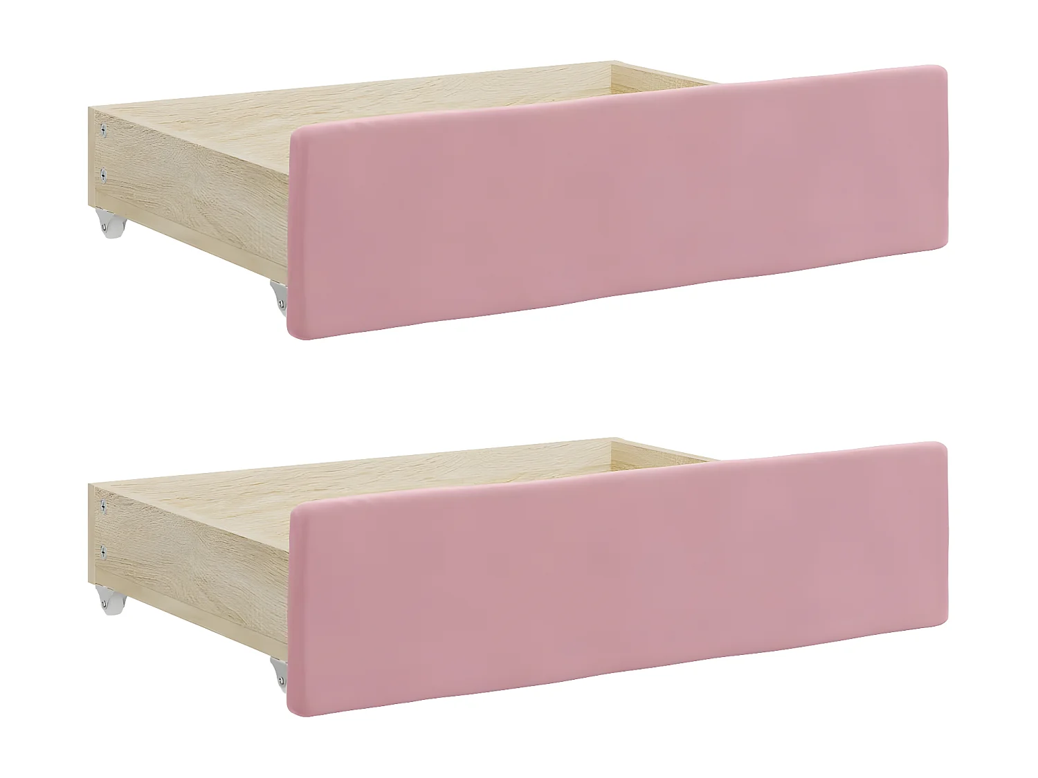 Lit de jour avec gigogne et tiroirs rose 90x200 cm velours