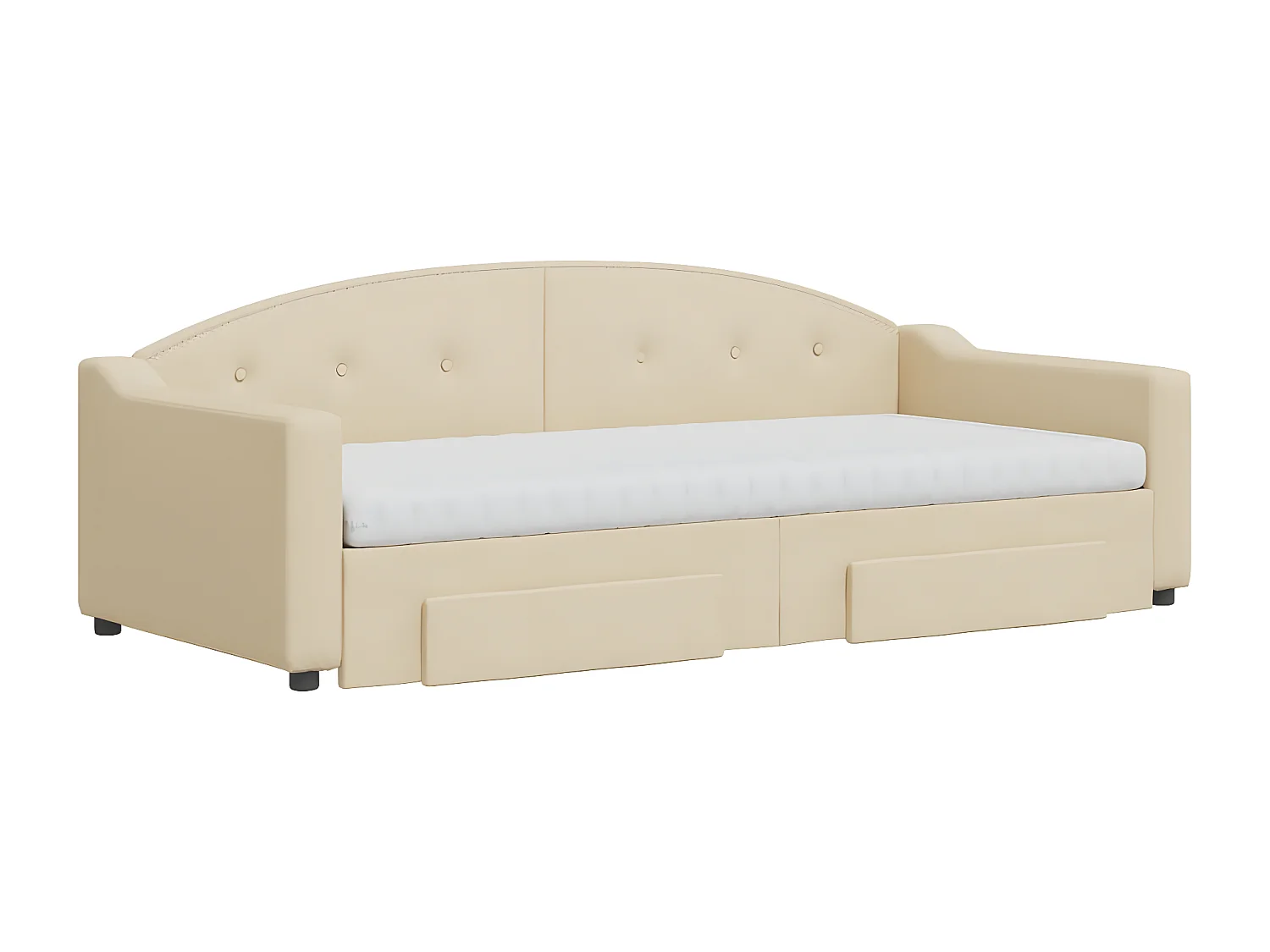 Sofá-cama com gavetão e gavetas 90x200 cm tecido cor creme