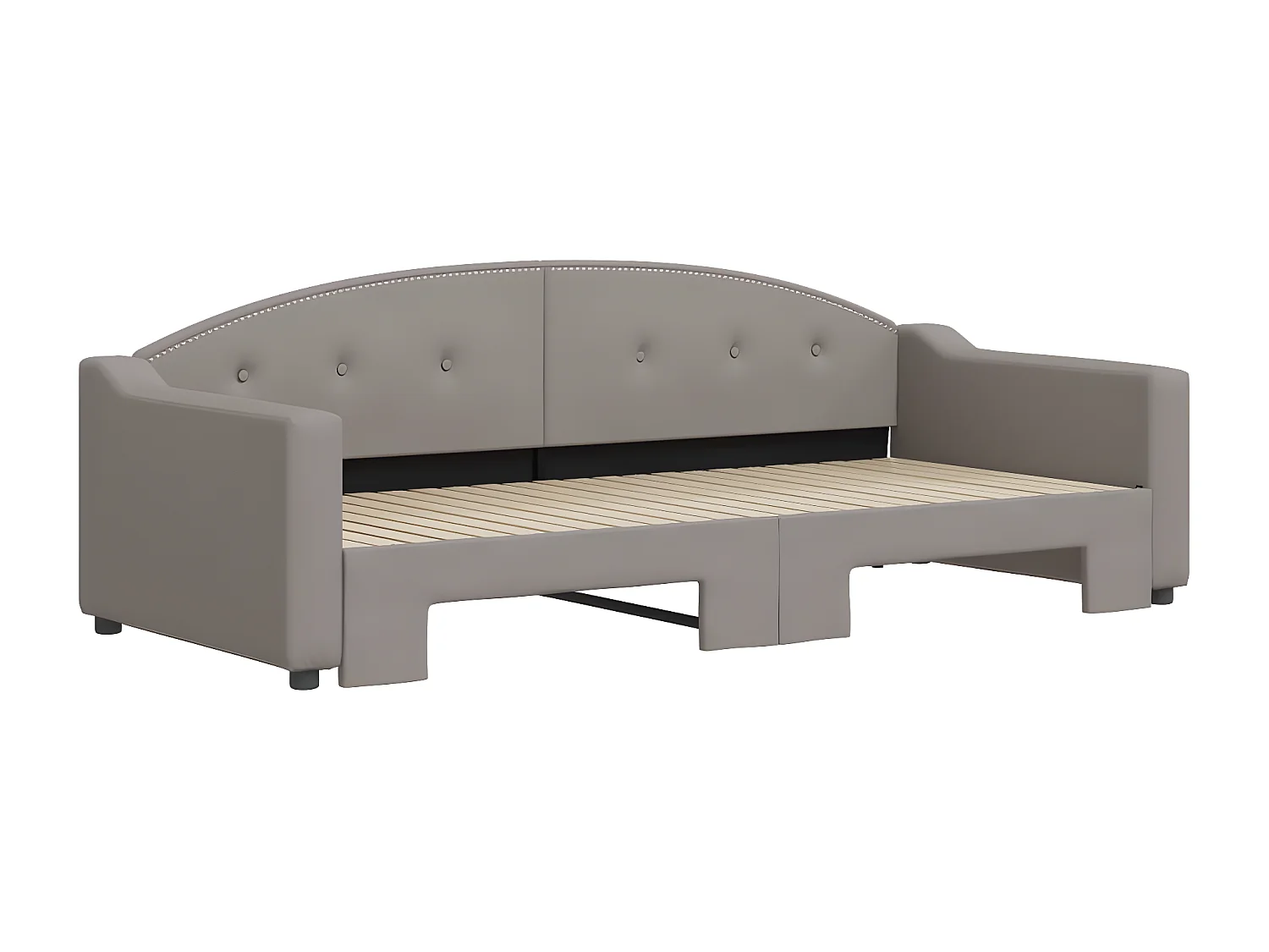 Lit de jour avec lit gigogne taupe 90x200 cm tissu