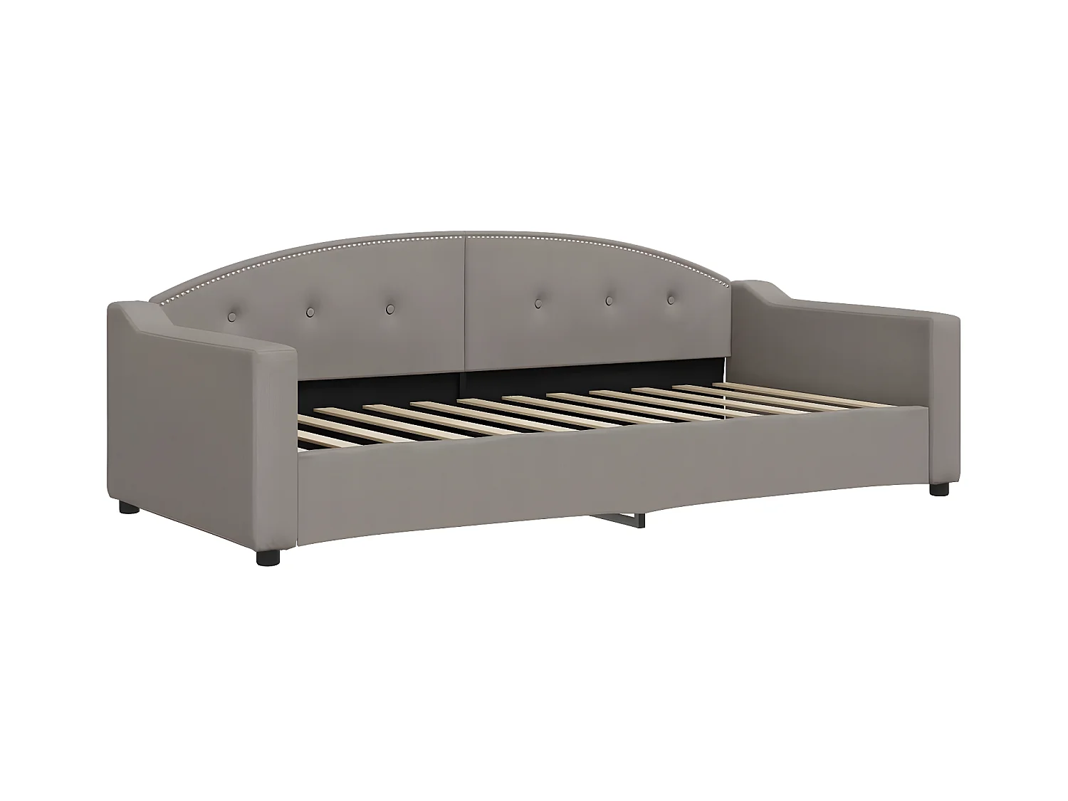 Lit de jour avec lit gigogne taupe 90x200 cm tissu