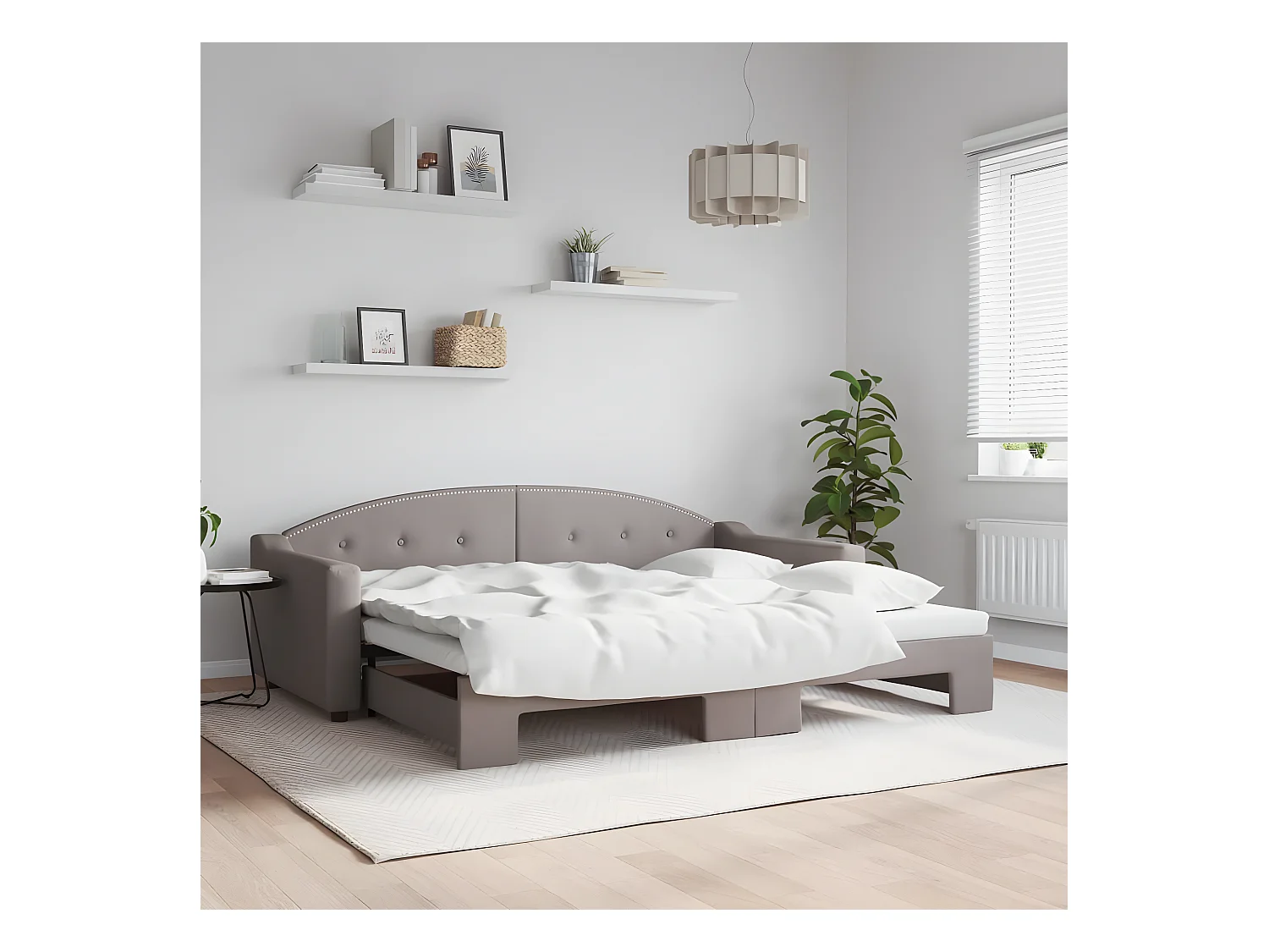 Sofá cama nido tela gris taupe 90x200 cm