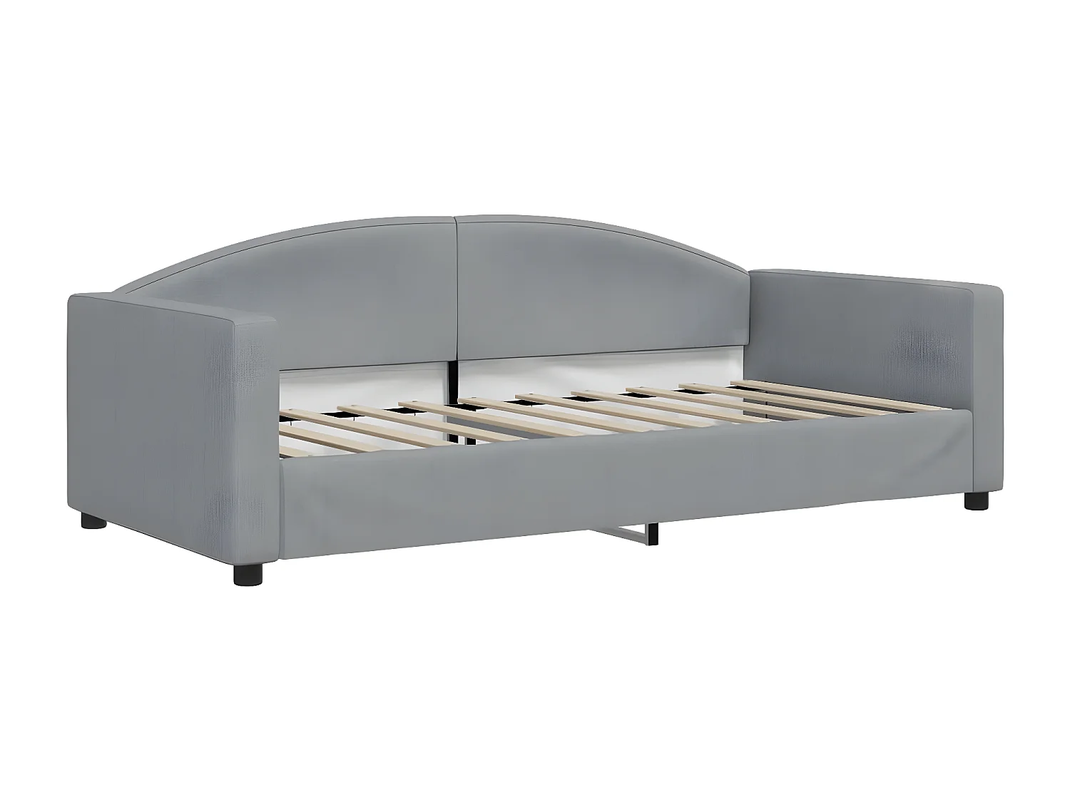 Lit de jour avec gigogne et matelas gris clair 90x190 cm tissu