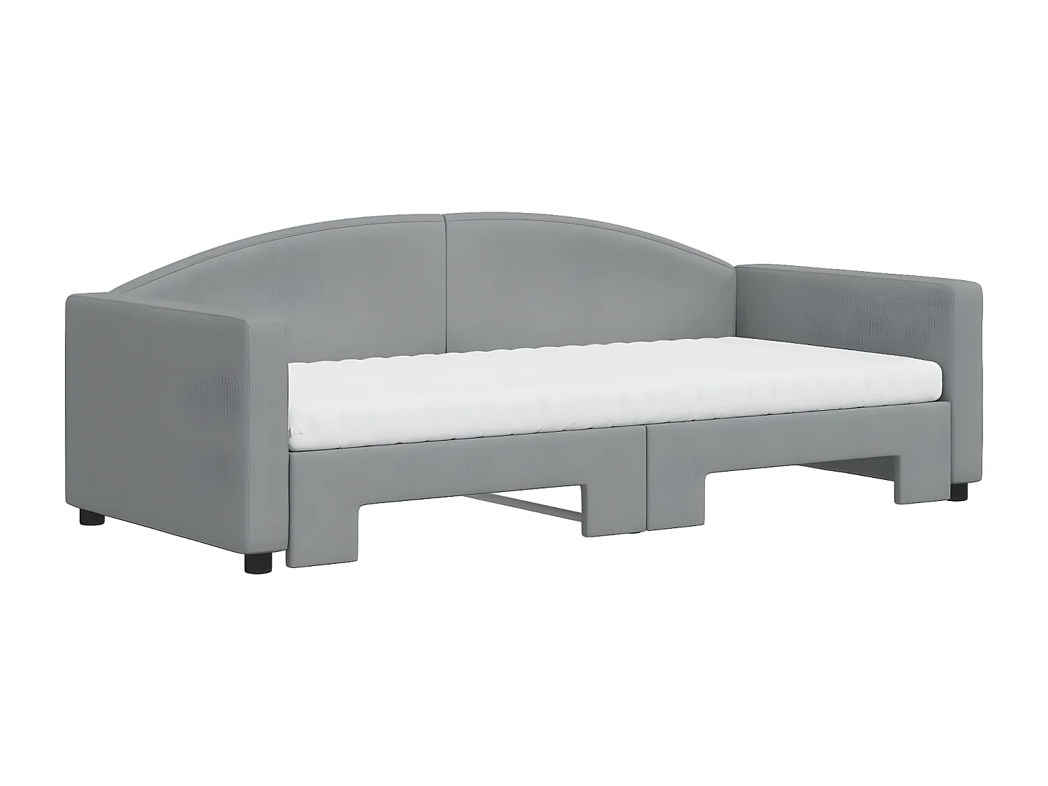 Lit de jour avec gigogne et matelas gris clair 90x190 cm tissu