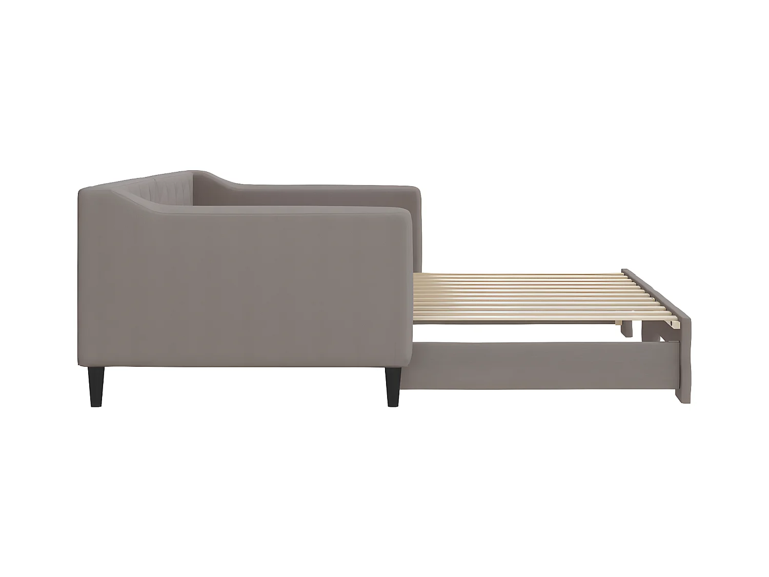 Lit de jour avec lit gigogne taupe 90x200 cm tissu