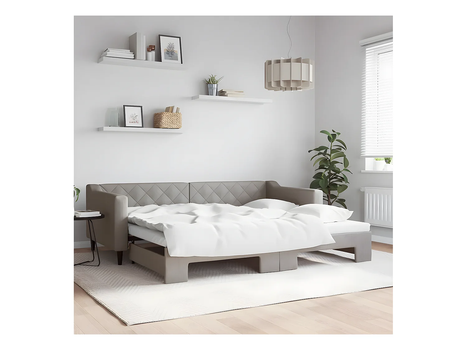 Sofá cama nido tela gris taupe 90x200 cm