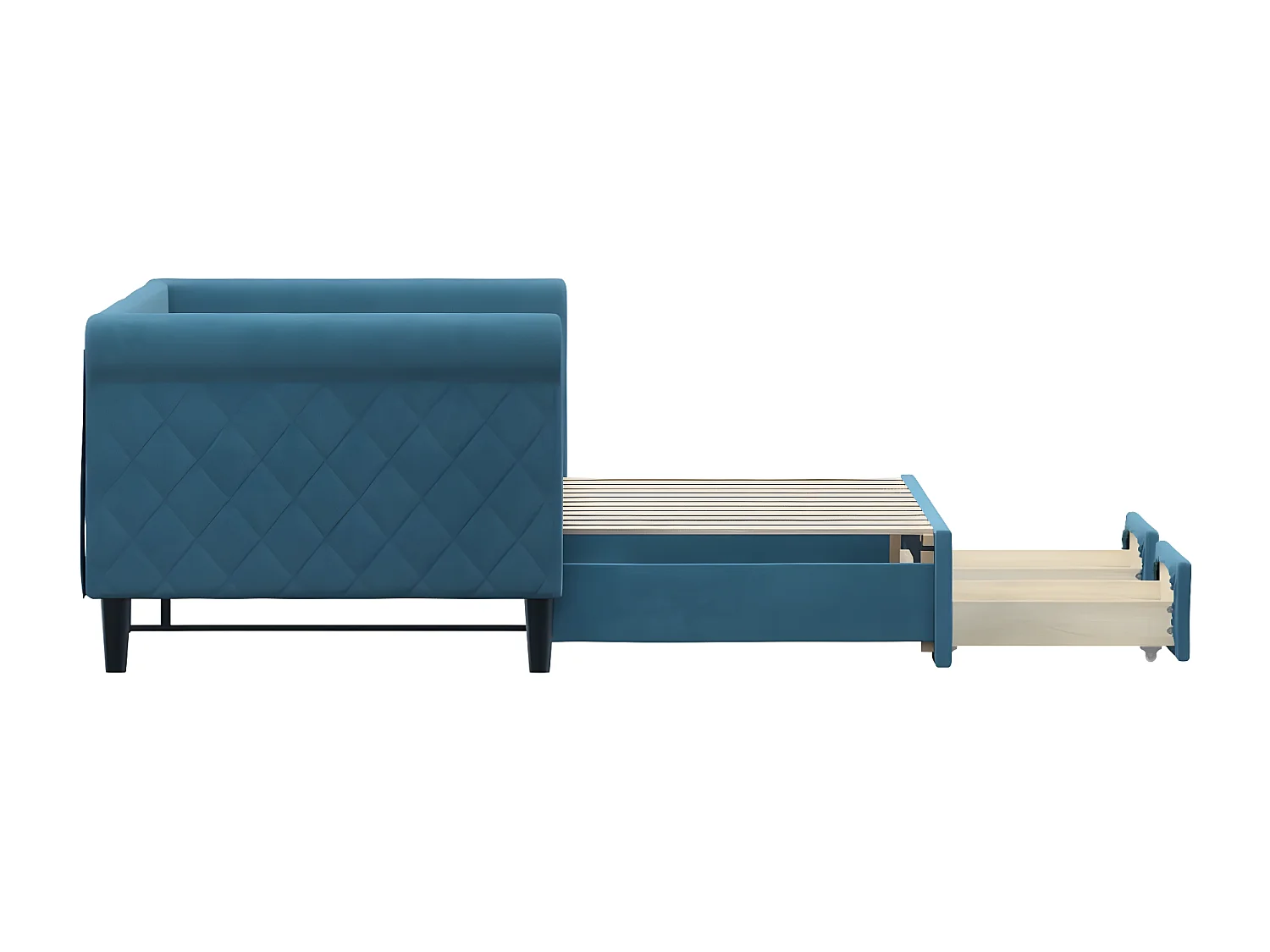 Sofá cama nido con cajones terciopelo azul 80x200 cm