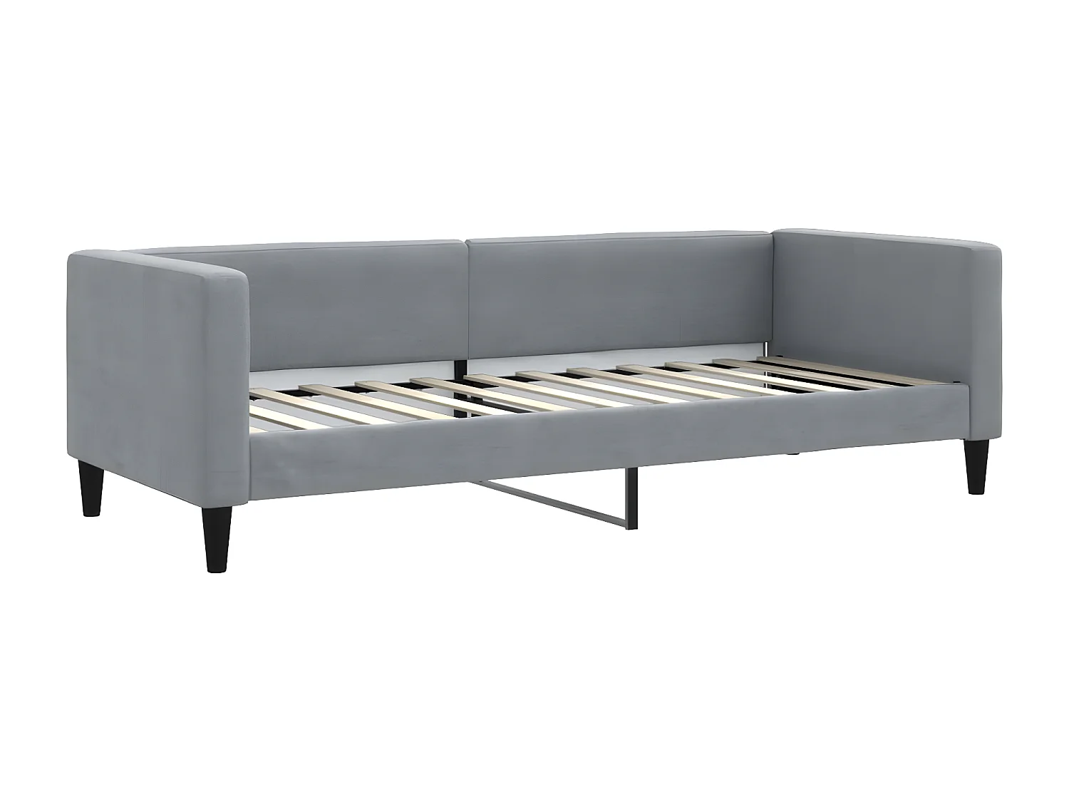 Lit de jour avec gigogne et tiroirs gris clair 80x200 cm tissu