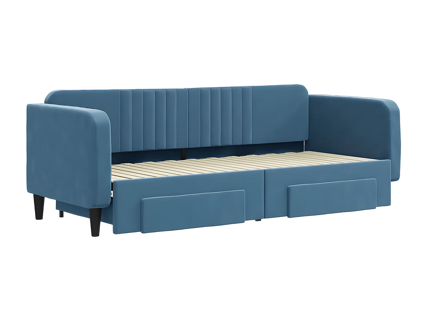 Sofá cama nido con cajones terciopelo azul 80x200 cm