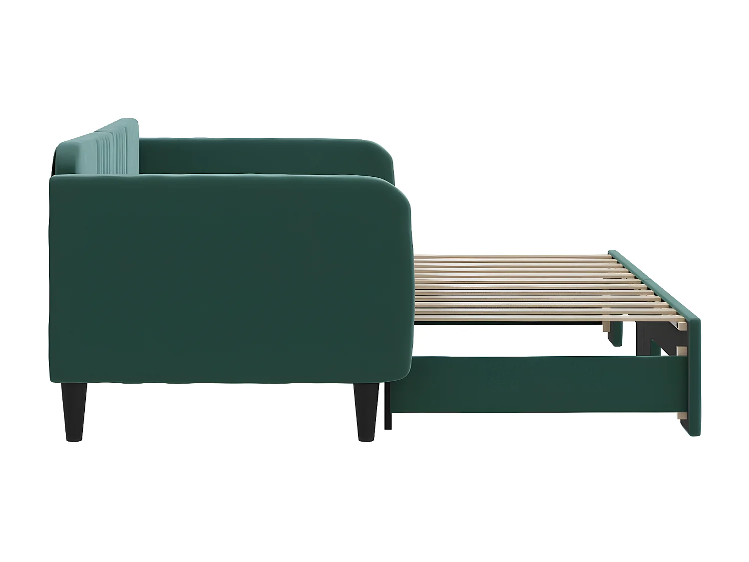 Lit de jour avec lit gigogne vert foncé 90x200 cm velours