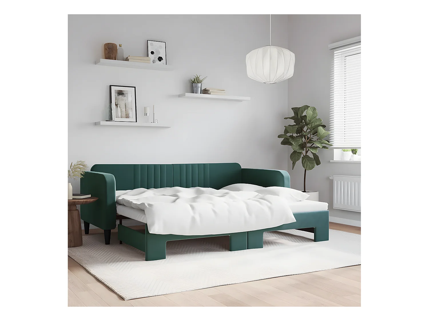Sofá cama nido terciopelo verde oscuro 90x200 cm