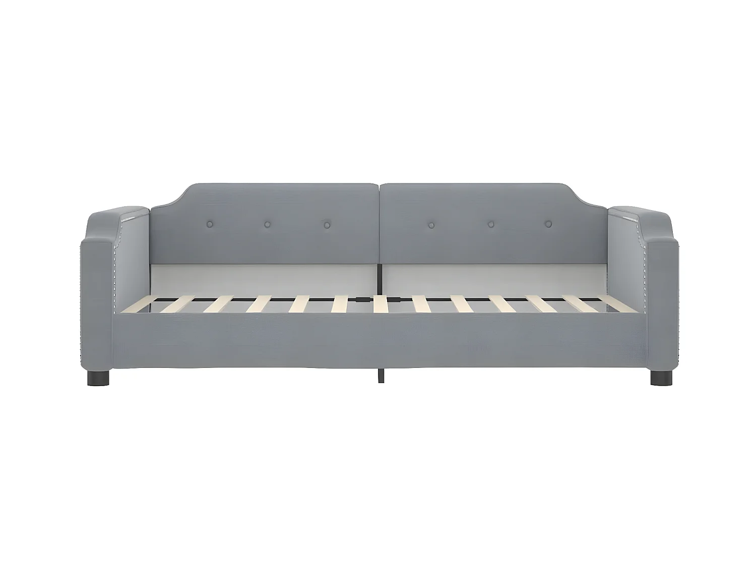 Lit de jour avec gigogne et tiroirs gris clair 90x200 cm tissu