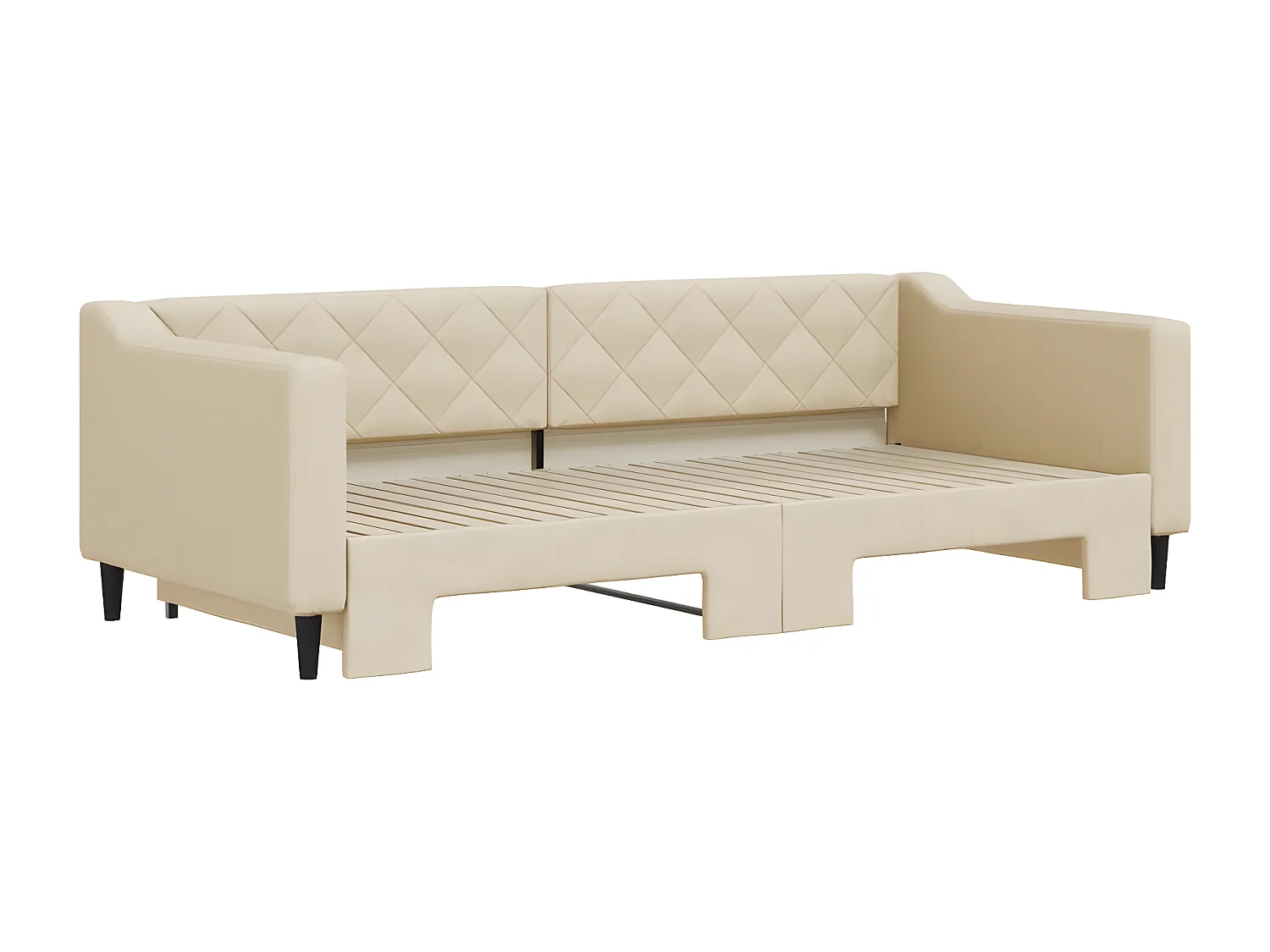 Lit de jour avec lit gigogne crème 90x200 cm tissu