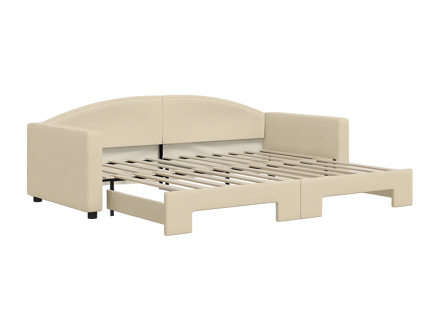 Lit de jour avec lit gigogne crème 90x200 cm tissu