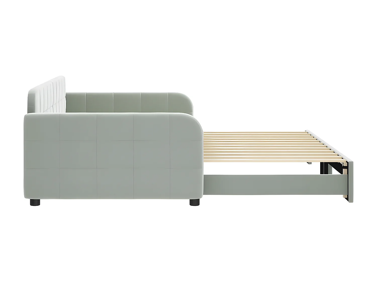 Lit de jour avec lit gigogne gris clair 100x200 cm velours