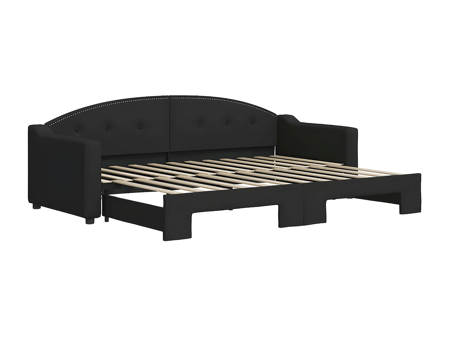 Lit de jour avec lit gigogne noir 80x200 cm tissu