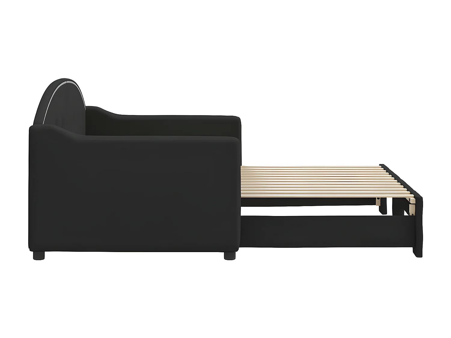 Lit de jour avec lit gigogne noir 80x200 cm tissu