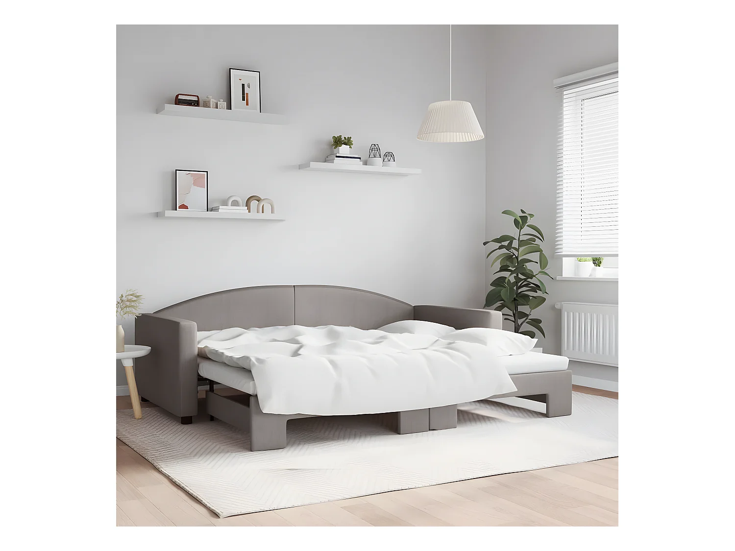 Sofá cama nido tela gris taupe 90x200 cm