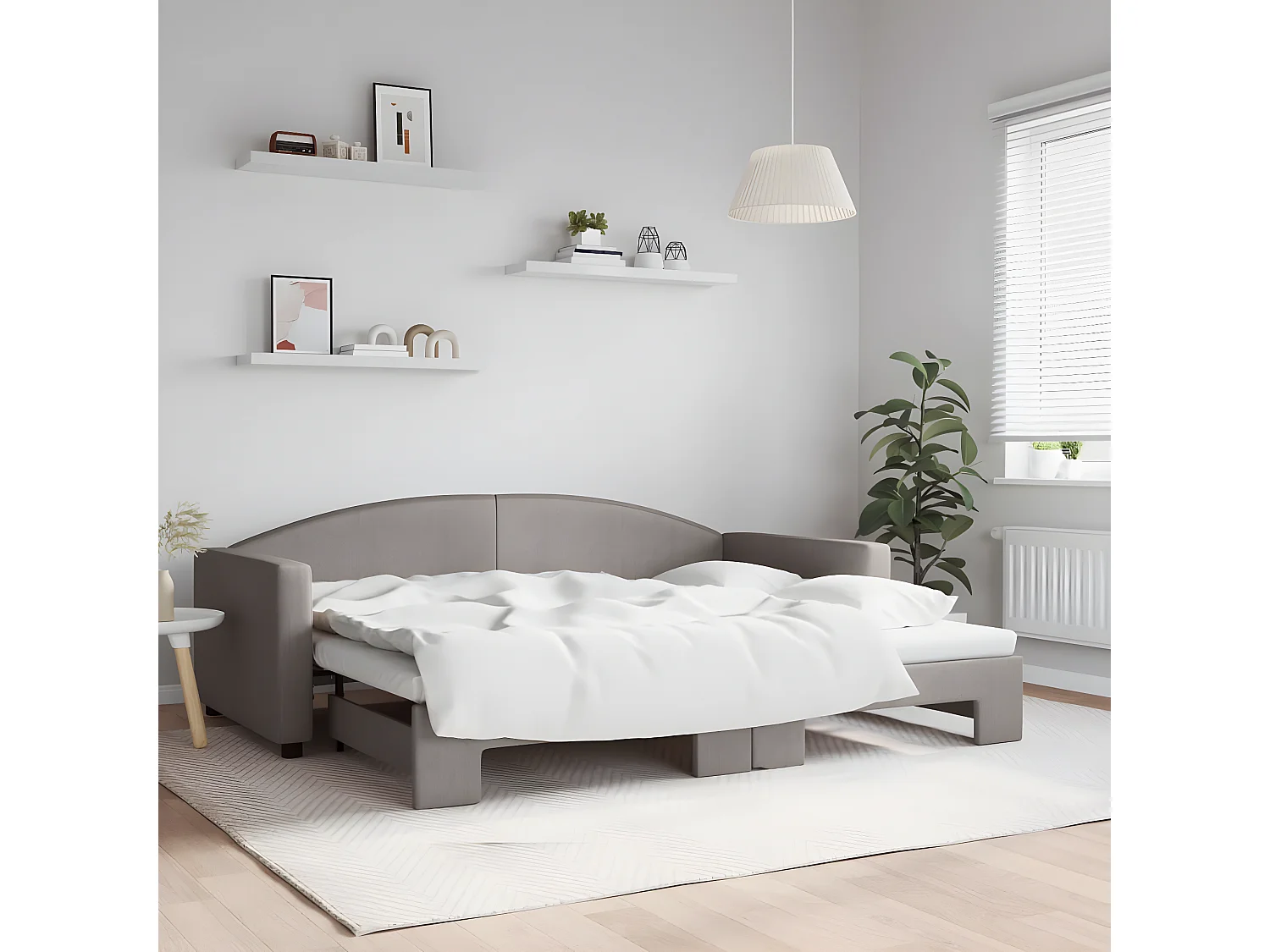 Sofá cama nido tela gris taupe 90x200 cm