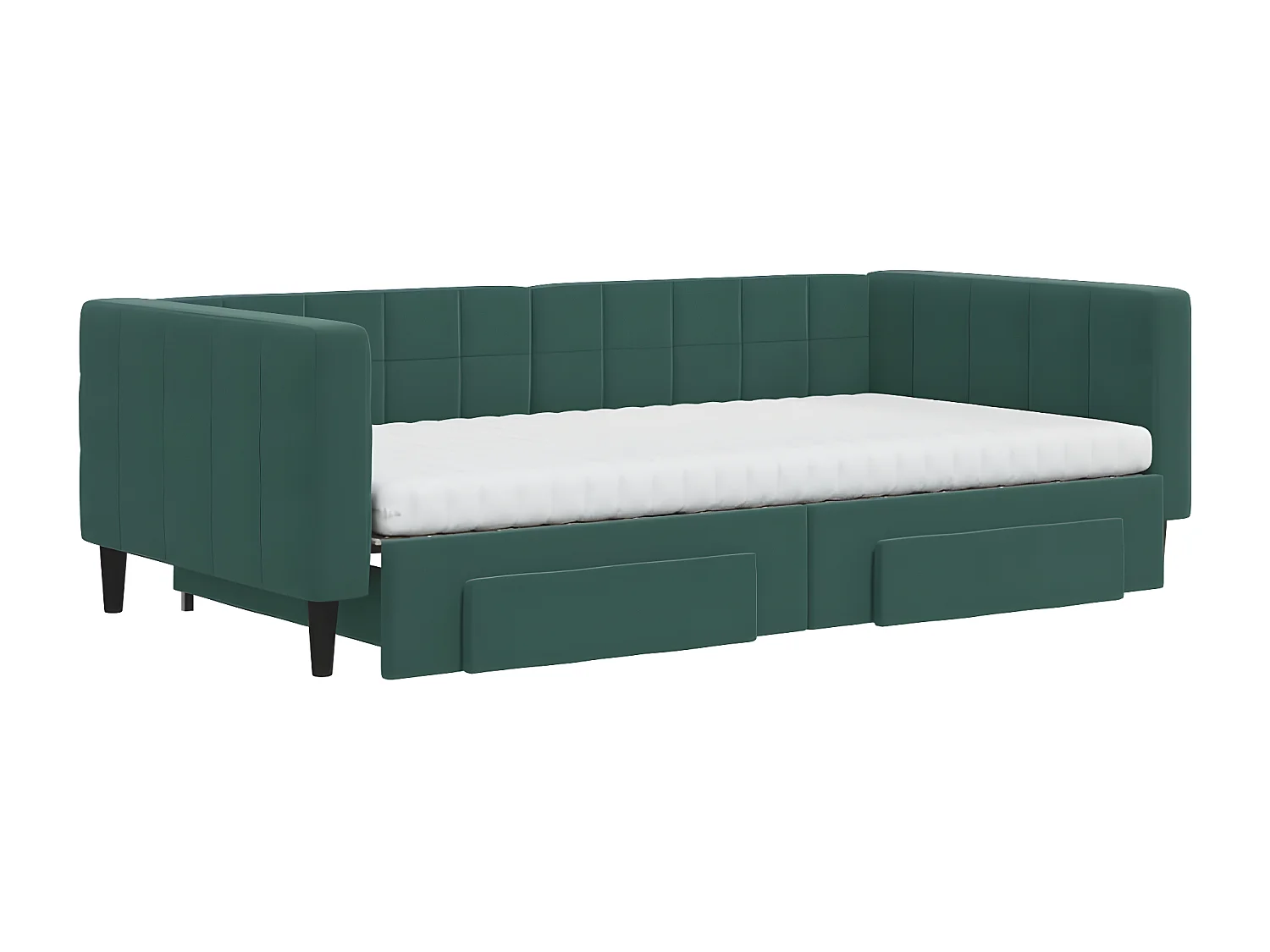 Sofá cama nido con cajones terciopelo verde oscuro 100x200 cm