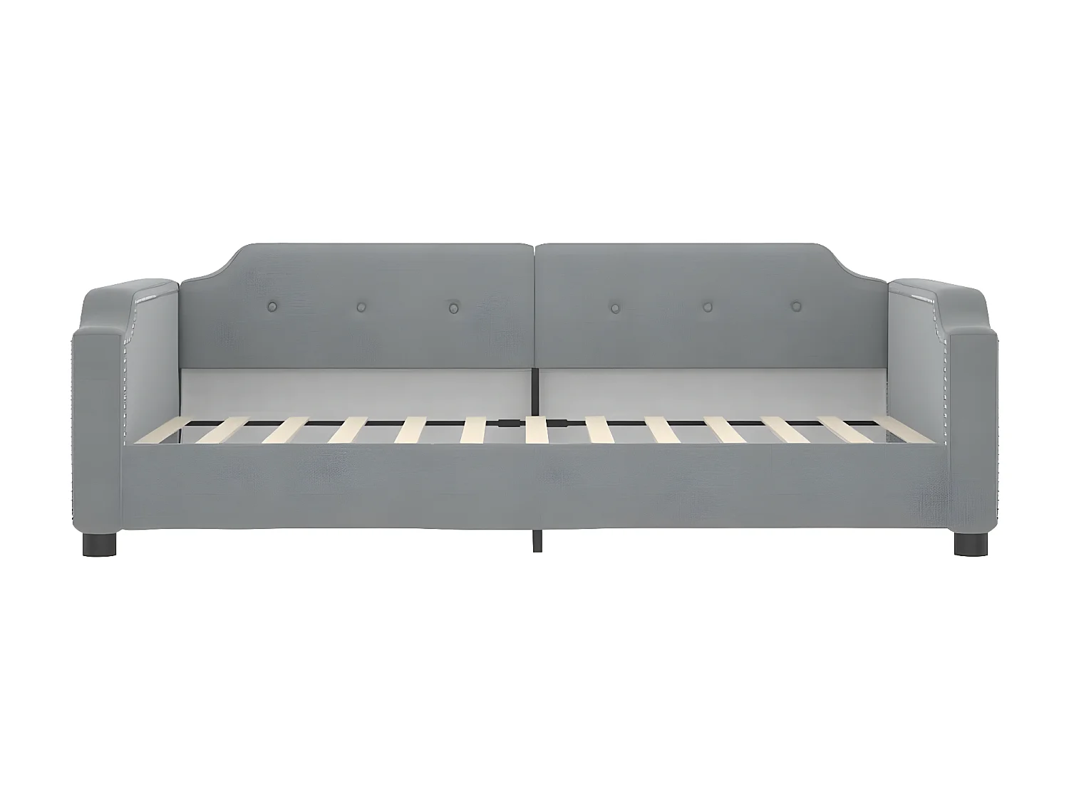 Lit de jour avec gigogne et tiroirs gris clair 90x190 cm tissu