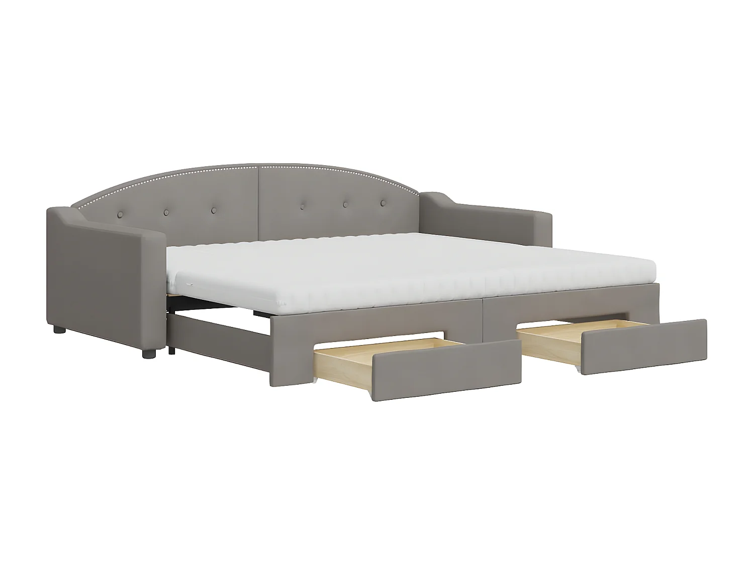 Sofá cama nido con cajones tela gris taupe 90x200 cm