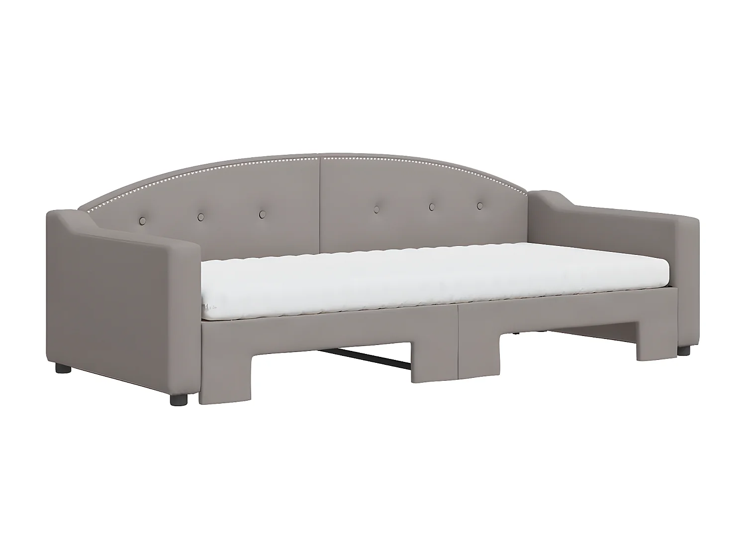 Lit de jour avec gigogne et matelas taupe 90x200 cm tissu