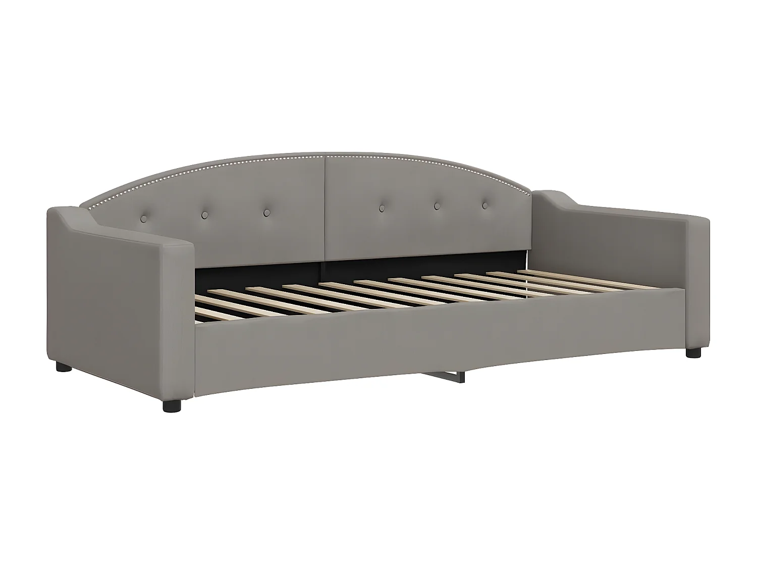 Lit de jour avec gigogne et matelas taupe 90x200 cm tissu