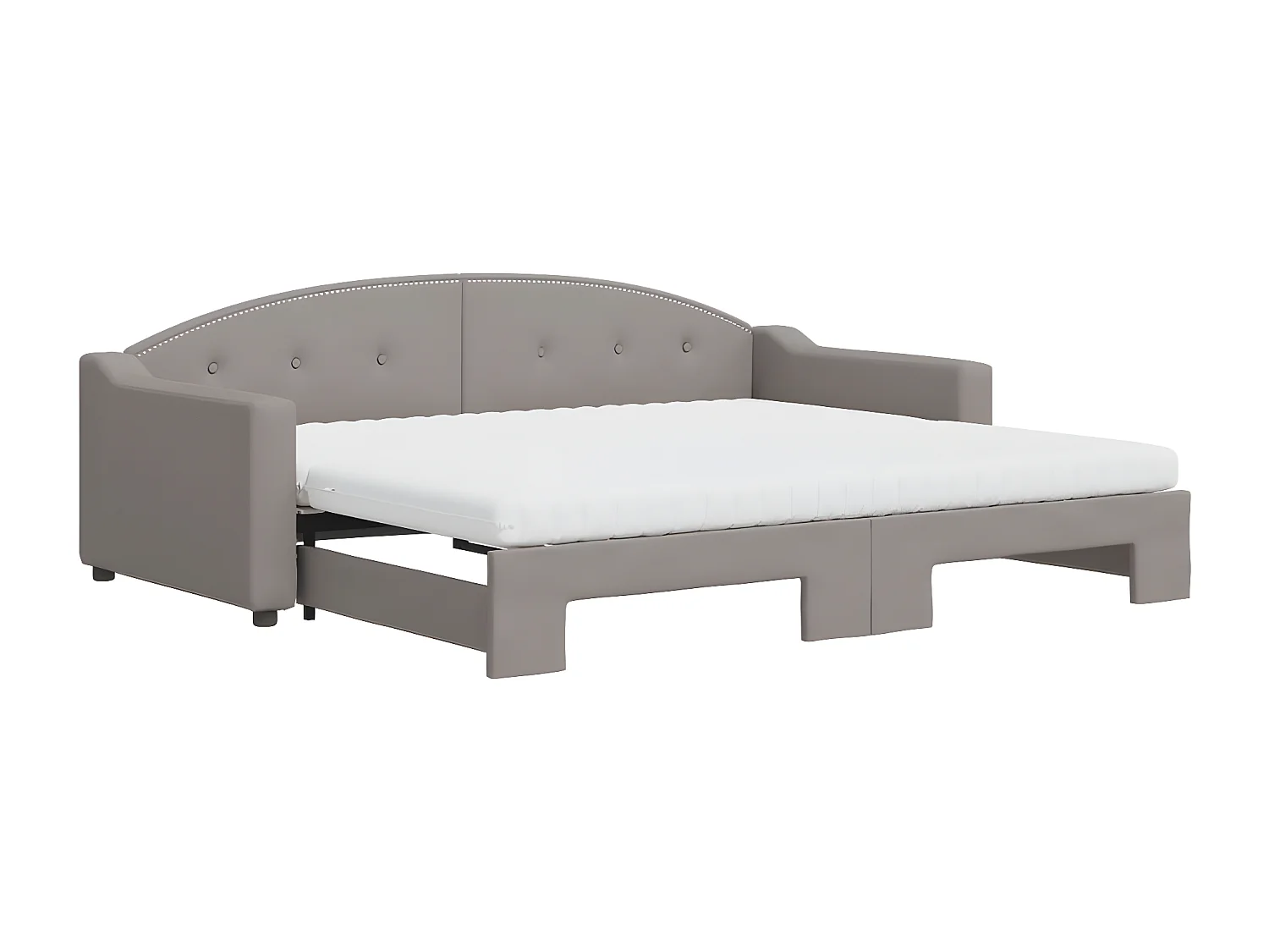 Lit de jour avec gigogne et matelas taupe 90x200 cm tissu