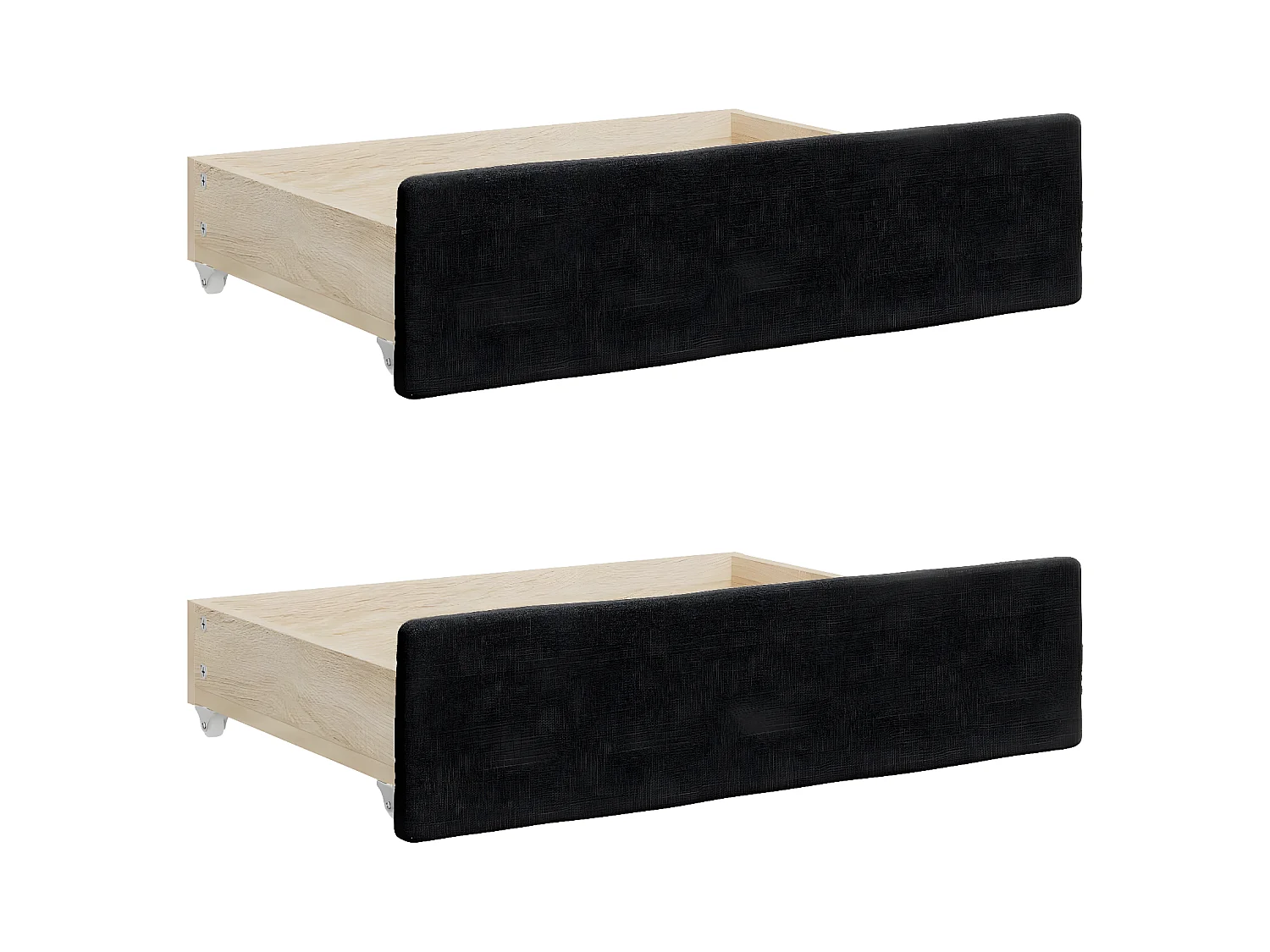 Lit de jour avec gigogne et tiroirs noir 80x200 cm tissu