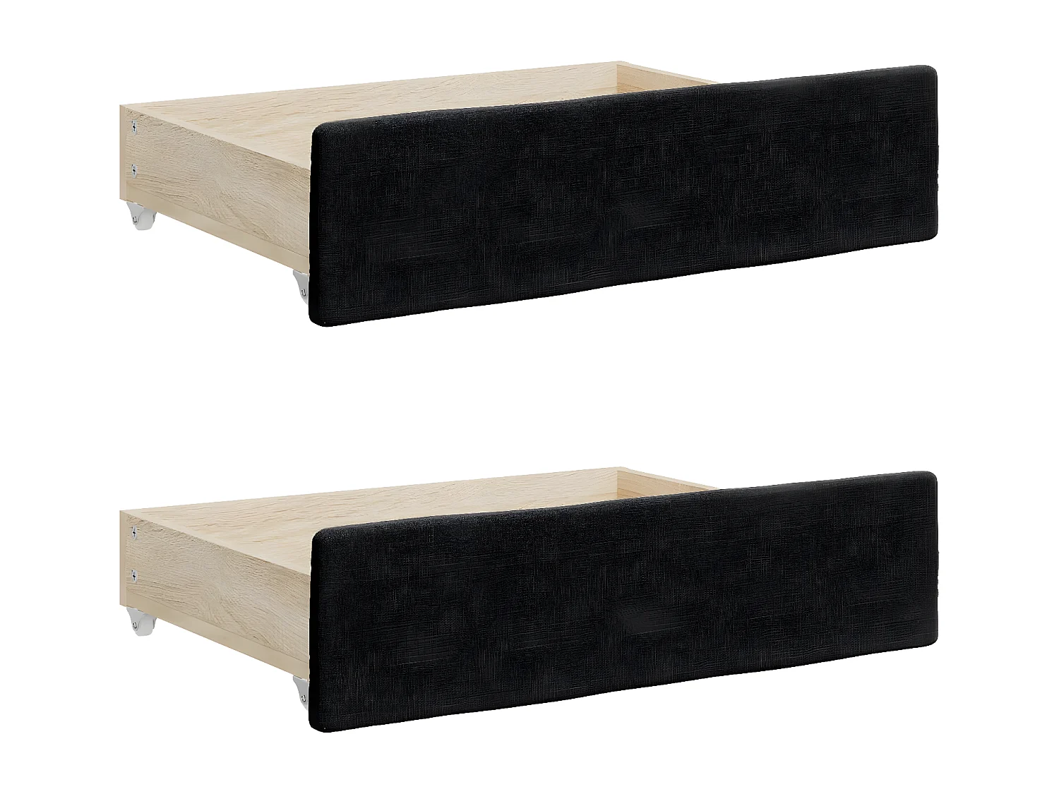 Lit de jour avec gigogne et tiroirs noir 80x200 cm tissu