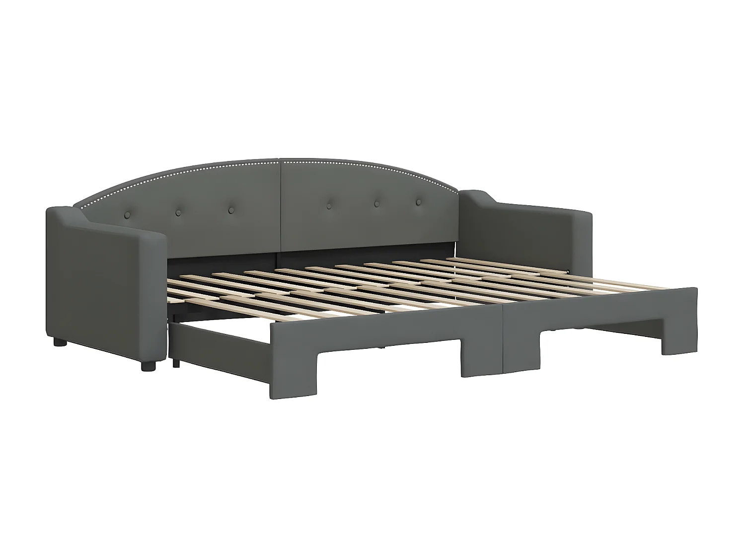 Lit de jour avec lit gigogne gris foncé 80x200 cm tissu